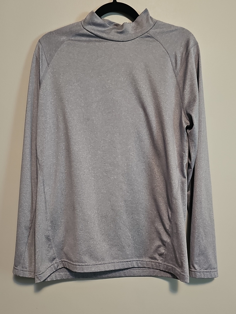 Reebok Silver-Gray Mock Neck Long Sleeve Fleece Lined Active Top